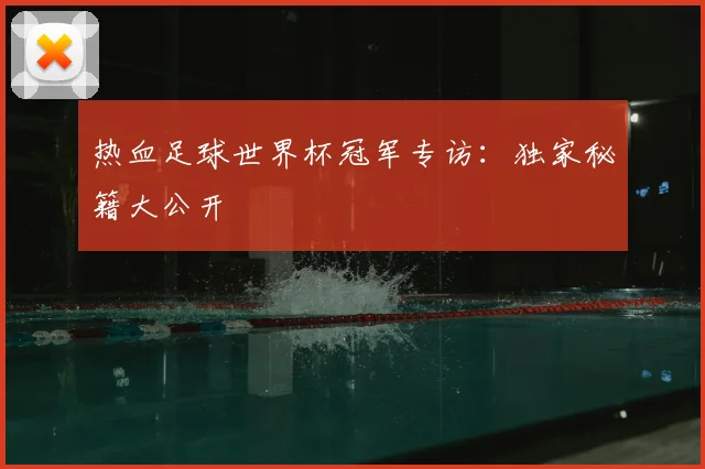 热血足球世界杯冠军专访:独家秘籍大公开